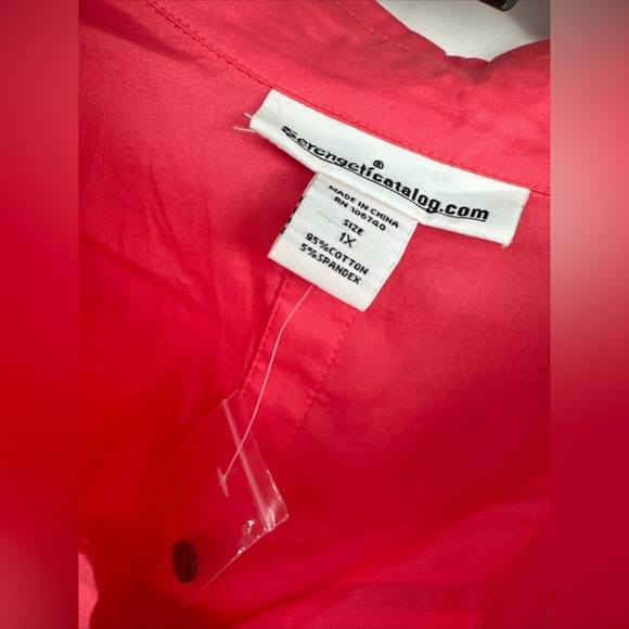 Serengeti Coral Cotton Blend Pleated Button Tunic Top Womens Size 1X - Picture 2 of 3